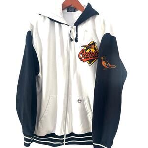 Men's MLB Baltimore Orioles Zip Up Hoodie by Stiches SzL Y2K Logo Jacket